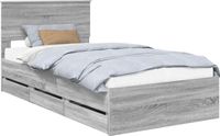 vidaXL Bedframe, couleur gris Sonoma, 100 x 200 cm, en bois de construction
