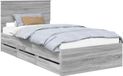 vidaXL Bedframe, couleur gris Sonoma, 100 x 200 cm, en bois de construction