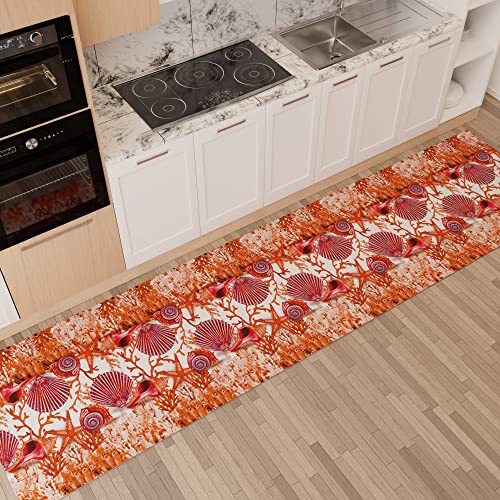 PETTI Artigiani Italiani - Tapijt voor keuken, antislip en wasbaar, 52 x 380 cm, koraalrood 100% Made in Italy