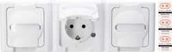 Kopp 131302006 BlueElectric Wandcontactdoos met randaarde en klapdeksel spatwaterdicht Arctisch-wit 3-voudig