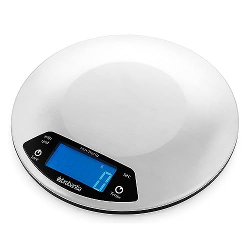 Brabantia Keukenweegschaal Digitaal met Kookwekker, op Batterijen - Matt Steel