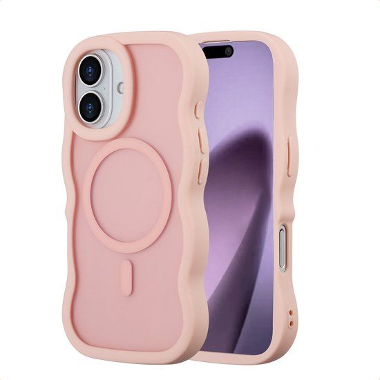 Selencia Wavy Case - Golvend Hoesje geschikt voor Apple iPhone 17 - Soft Pink