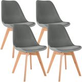 CLP Set van 4 Eetkamerstoelen Linares - Fluweel/grijs