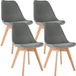 CLP Set van 4 Eetkamerstoelen Linares - Fluweel/grijs