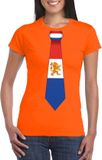 Bellatio Decorations Shoppartners Bv Oranje t-shirt met Hollandse vlag stropdas dames - Oranje Koningsdag/ Holland supporter kleding XL
