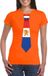 Bellatio Decorations Shoppartners Bv Oranje t-shirt met Hollandse vlag stropdas dames - Oranje Koningsdag/ Holland supporter kleding XL