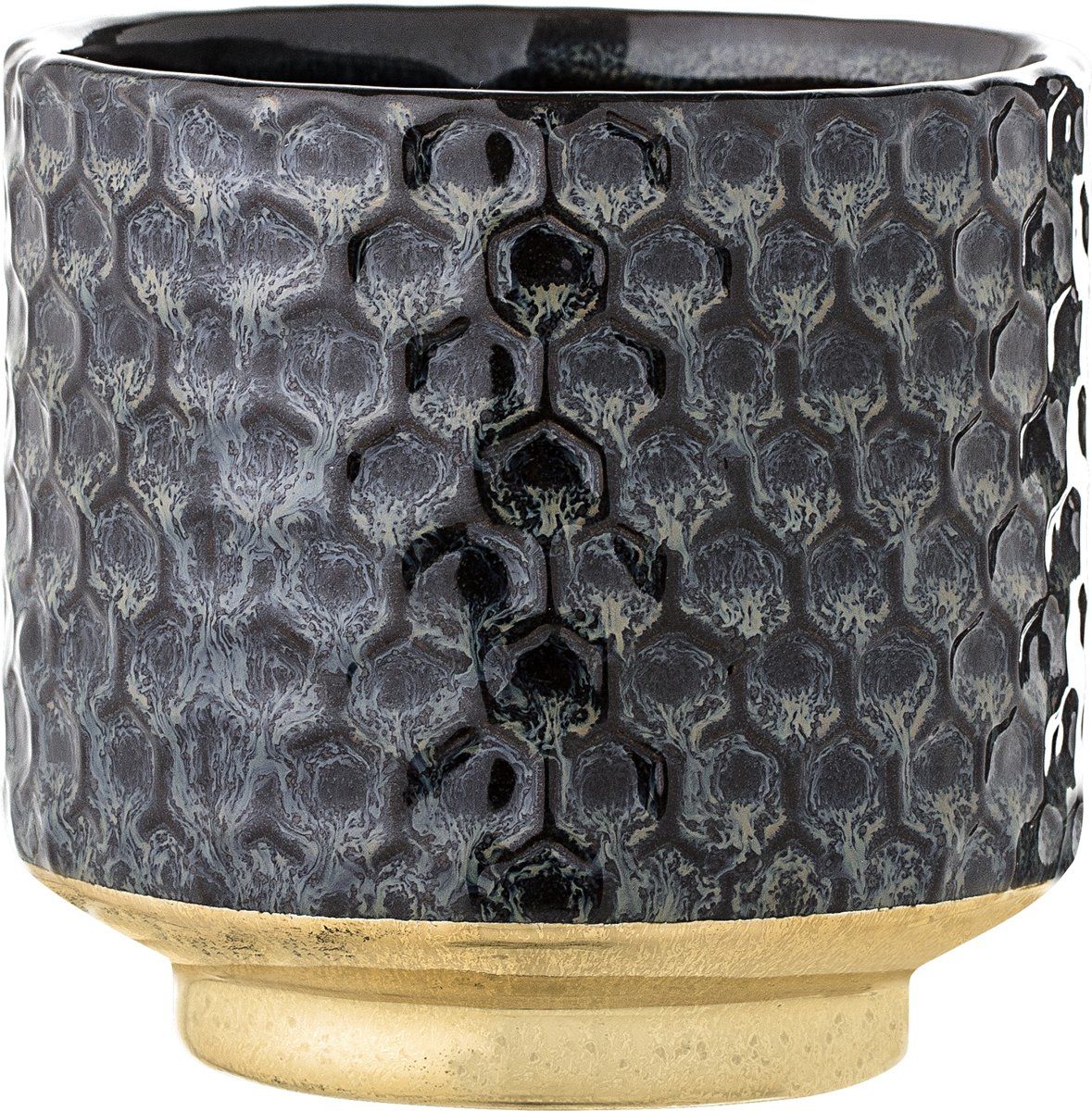 Bloomingville Bloempot - Stoneware - Blauw/Goud - D10xH10 cm - 5711173176564