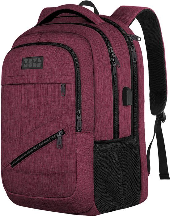 TRVLMORE 36L Rugzak - Rugtas met 17 Inch Laptopvak - Schooltas - Laptoptas - Spatwaterdicht - Heren en Dames - Jongens en Meisjes - Burgundy