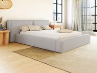 Vente-unique Bed met opbergruimte stof lichtgrijs 140 x 190 cm