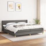 vidaXL Boxspringbed met matras, stof, donkergrijs, 200x200 cm