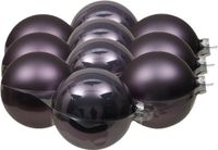 Othmar Decorations Bv 12x stuks kerstversiering kerstballen lila paars van glas - 10 cm - mat/glans - Kerstboomversiering