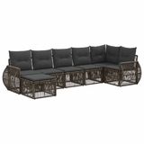 vidaXL Tuinbank - Set - 7 zitplekken - Grijs en Donkergrijs - Polyrattan