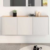 Germania Halkast Lydia - 138x25x52cm - 3 Deuren - Kasjmier/eikdecor - Schoenenkast - Beige