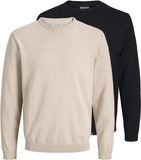 JACK&JONES JJEBASIC KNIT CREW NECK 2PK MP Heren Trui - Katoen - Lange mouw - Ronde hals - Regular Fit - Casual - Mannen - XXL - Black