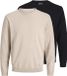 JACK&JONES JJEBASIC KNIT CREW NECK 2PK MP Heren Trui - Katoen - Lange mouw - Ronde hals - Regular Fit - Casual - Mannen - XXL - Black