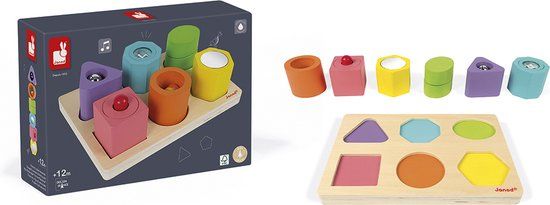 Janod I Wood - Vorm En Geluid Puzzel - FSC® Houten Blokken - 1 Jaar+
