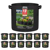 JERIA 12-pack 30 gallon, groente/bloem/plant kweekzakken, beluchtingsstoffen potten met handgrepen (zwart, geleverd met 12 stuks plantenlabels