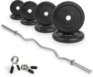 VirtuFit Gietijzeren Halterset - EZ Curlstang met Veerclipsluiters - 30 mm - 43 kg