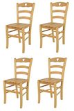 t m c s Tommychairs Cuore - Eetkamerstoelen - Set van 4 - Naturel - Hout