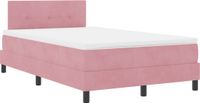 vidaXL LED Boxspringbed met Matras Roze 120 x 190 cm Fluweel