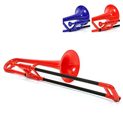 PBONE Mini Plastic Trombone met mondstuk en draagtas Kids Beginner Kinderen - Rood