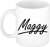 Bellatio Decorations Maggy Naam koffiemok - beker - met sierlijke letters - wit