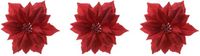 Fleur 3x stuks décoration étoiles de Noël rouges paillettes clip 24 cm