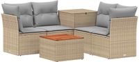 vidaXL Bankstel Beige en Lichtgrijs Poly Rattan en Staal