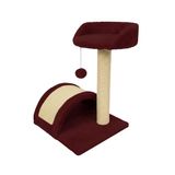 Wintem Krabpaal voor katten, 50 cm, met gevoerd platform en boog van natuurlijk sisal, compacte boom met hanger, ideaal voor het spelen en ontspannen van de kat (bordeaux)