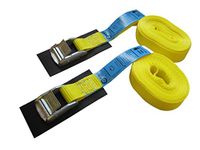 Braun 200-1-300+ASG/VE2 spanband 400 daN, eendelig, met klemslotonderlegger, voor privétransport, kleur geel, 3 M lengte, 25 mm bandbreedte, met klemslot, set van 2