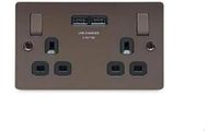 BG Electrical sbn22u3b Zwart Nickle Dubbele Socket met USB Sockets (3.1amp)