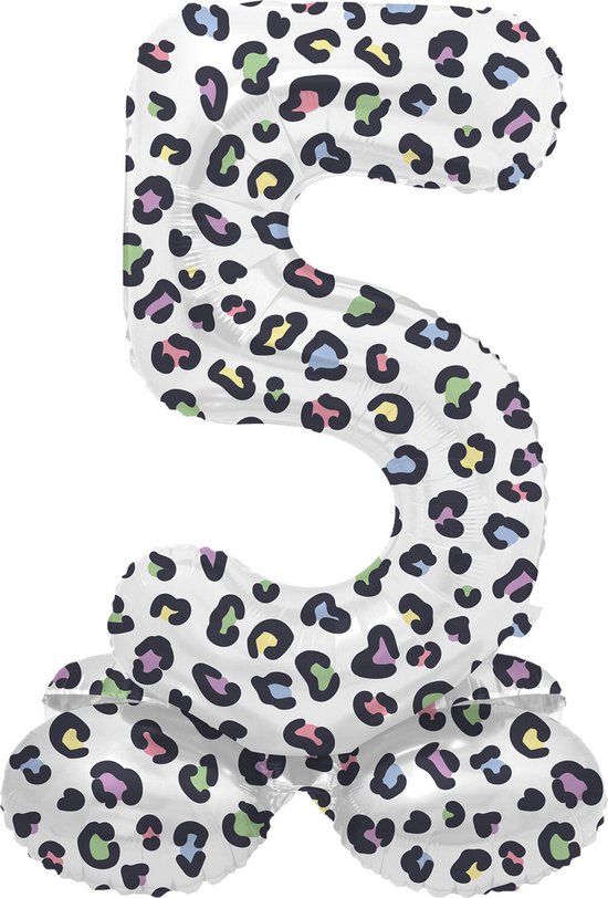 Folat Staande folieballon Cijfer 5 Bright Panther - 72 cm - Multi