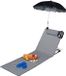 Fauteuil de plage pliable avec coussin et parasol - coussin réglable et sac de voyage - gris, pliable