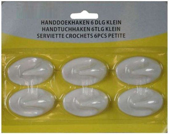 Ben Tools 6x Witte handdoekhaakjes zelfklevend - ovaal - ophanghaakjes / handdoekhaak