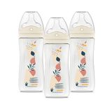 DODIE Set van 3 zuigflessen, multi-geperforeerd, anti-koliek, 330 ml, terracotta
