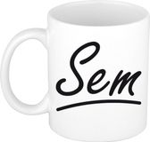 Bellatio Decorations Sem Naam koffiemok - wit - keramiek - 300 ml