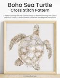 Boho Sea Turtle Cross Stitch Pattern