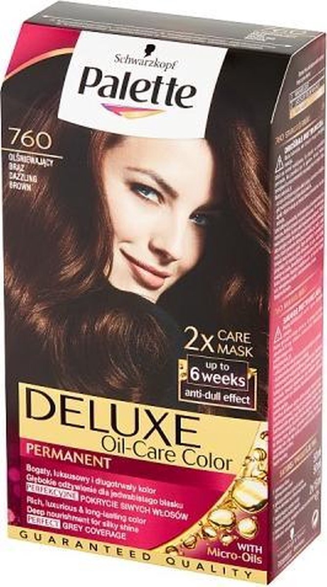 Schwarzkopf Professional Palette - Deluxe Oil-Care Hair Dye Permanently Coloring From Micro-Oil 760 Dazzling Bronze