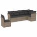 vidaXL 6-delige Loungeset met Kussens, Poly Rattan, Grijs