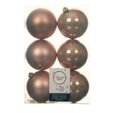 Decoris Kerstballen - 18x st - toffee bruin - D8 cm - kunststof - mat/glans - kerstversiering