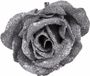Bellatio Flowers & Plants Cosy & Trendy kersthanger - 1x - bloem - op clip - zilver - 9 cm