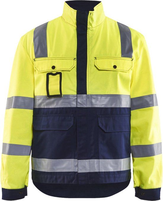 Blåkläder Jack, ongevoerd High Vis 4023-1804 - High Vis Geel/Marineblauw - 5XL