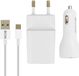 Avizar Chargeur secteur 2.1A + Chargeur voiture 2.1A + Câble USB Type C 1m - Blanc