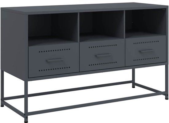 vidaXL Tv-meubel 100,5x39x60,5 cm staal antracietkleurig