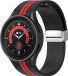 Strap-it Smartwatch bandje - magnetische siliconen horlogeband geschikt voor Samsung Galaxy Watch 7 (40 & 44mm) / Galaxy Watch 6 Classic / Galaxy Watch 6 40 & 44mm / Watch 5 Pro / Watch 5 / Watch 4 & 4 Classic / Watch FE - zwart/rood