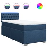 vidaXL Boxspringbed met matras, blauw, 90x190 cm, gestoffeerd