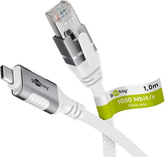 Goobay USB C naar RJ45 Netwerkkabel - 2m - Cat6 - Wit
