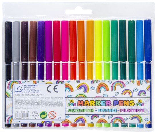 Duckiez Viltstiften 18 stuks - Multicolor