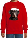 Bellatio Decorations Kersttrui / sweater honden - kinderen - Labrador Retriever - rood - kerstmuts - Kerstmis 110/116