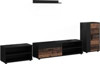 Vicco Woonwand Berno, Zwart/Oldstyle, Set van 4 stuks